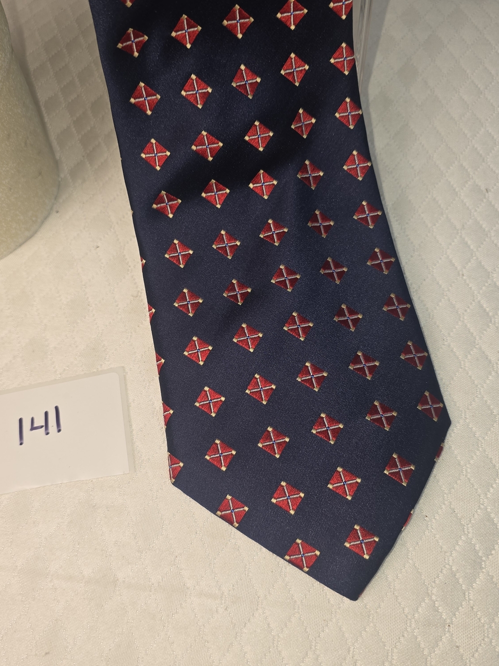 Nautica Navy Silk Tie Red Gold Nautical Business Professional Mens Quiet Luxury